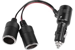 RIIEYOCA 10 Pulgadas 12v 24v mechero del coche conector de derivación, 1 macho 2 hembra enchufe cable de alimentación del coche con interruptor