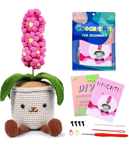 Kit Crochet Débutant Povxlum - Fleurs Et Plantes - Avec Instructions Et Tutoriels Vidéo - Loisir Créatif