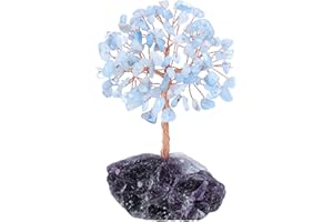 CRYSTALTEARS CrystalTesrs Decorazione Albero della Vita Chakra Pietra Ornamento FengShui Fortunato per Reiki Cristallo (Acquamarina)