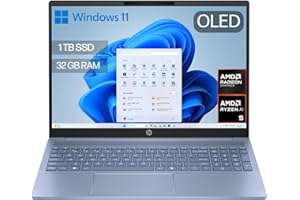 HP OmniBook 5 16″ OLED, Ordenador portátil (Procesador AMD Ryzen AI 5 330, 32GB RAM, 1TB SSD, Gráficos AMD Radeon 820M, Windows 11 Home) Azul - Teclado QWERTY Español