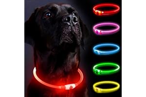 SERDA-RUN Light Up Dog Collar, Dog Collar Lights for The Dark, Flashing Dog Collar Rechargeable, Size-Adjustable Light for Dog Collar with Three Modes (Red)