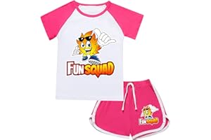 YORZMIN Fun Squad T Shirt Kids Merch Tee & Shorts 2 Pcs Short Sleeve Sportswear Activewear Tracksuits Loungewear Sets Jogging Suit Toddler Baby Boys Girls Gaming Gifts