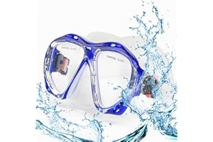 EXP VISION Snorkel Diving Mask Panoramic HD Swim Mask, Anti-Fog Scuba Diving Goggles,Tempered Glass Dive Mask Adult Youth Swim Goggles with Nose Cover for Diving, Snorkeling, Swimming