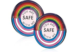 PALPROT 2-Pack LGBTQ+ Bisexual Lesbian Pin - You are Safe with Me Pin Gay Trans Pride Stuff, Rainbow Badge Jewelry Lesbian Gifts, Trans Pride Bi Pin for Shirt Backpack Hat Decorations