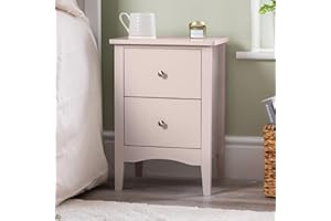 CHRISTOW 2 Drawer Bedside Table, Modern Bedroom Nightstand, Wooden MDF Side End Stand for Living Room Hallway Sofa, Brushed Chrome Handles, Smooth Glide Runners (H57cm x W40cm x D30cm)
