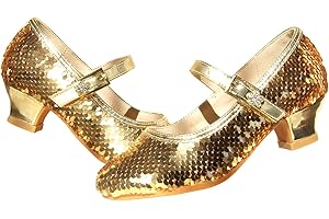 EIGHT KM Princess Shoes Girls' Mary Jane Shoes - High Heel Girls Party Shoes - Wedding Party Girls Communion Shoes Ides Flower Girl Shoes - Versatile Flat Shoes