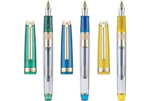 Lanxivi Set di 3 penne stilografiche Jinhao 82 in acrilico trasparente, punta extra fine, finiture dorate, con convertitore