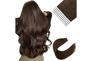 Sixstarhair Tape In Extensions Echthaar 20 StüCk 50 Gramm 45cm Mittelbraun Kurz #3 Tape In HaarverläNgerungen Echthaar Nahtlos NatüRlich Erweiterungen