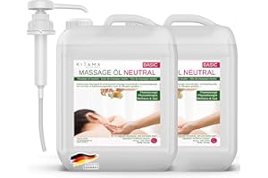 Kitama Olej do masażu neutralny i miękki, 20 litrów (2 x 10 l) + pompa kanistra DIN 45
