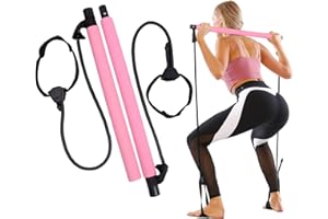 GLKEBY Pilates Stick Falten Pilates Stick Spannung Seil Einstellbare Yoga Flexibilität Übung Arm Stärke Taille Bein Übung