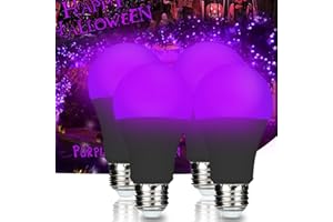 LIAISIMI 9 W UV Black Light Bulbs, Purple Lighting, E27 Black Night Light Bulb 395 nm Black Light for Body Paint, Children's Birthday, Halloween, Party, Disco Club for Clubs, Parties (4, Black)
