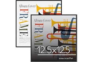 Americanflat Album Frame in Black - Set of 2 - Aluminium Vinyl Frame with Polished Plexiglass and Sleek Minimalist Design - Wall Mounted Vinyl Record Display with Hanging Hardware Included - 32x32 cm