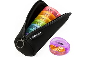 YAKLIM Portapillole Settimanale, Porta Medicine da Viaggio 1 Giorni 2 Volte, Portapillole Con borsa portatile con cerniera Porta Pastiglie per Borsa Tascabile Contenitore Portatile per Vitamine