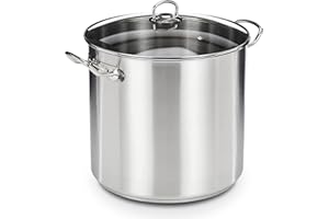 GSW Grande marmite professionnelle – grand pot XXL pour soupe, pâtes et ragoût, idéale pour les familles et la gastronomie – Acier inoxydable, 30 cm, 20 litres