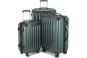 HAUPTSTADTKOFFER - Alex R2 - Juego de 3 maletas, Maletas rígidas, Trolley, Equipaje de viaje mate, Set de viaje, 4 ruedas dobles (S, M y L), Verde oscuro