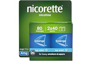 Nicorette Cools 4mg Lozenge, 80 Lozenges (2 x 40 Packs), Effective and Discreet Quit Smoking Aid for Cigarettes, Nicotine Lozenges with Dual-Layer Icy Mint Flavour Release