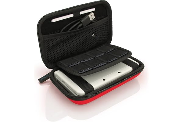 igadgitz U3610 - EVA Étui Housse Pochette Rigide Compatible avec Nintendo 3DS XL & 2DS XL 2017 - Rouge