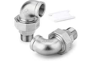 ERGAOBOY 2 PCS 304 acciaio inox 90 gradi gomito unione，1" BSP femmina x 1" BSP maschio tubo raccordo per acqua/olio/gas