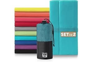 Blumtal Toallas de microfibra 2 x 80 x 40 cm extraabsorbentes – microfibra de secado rápido – óptima toalla de fitness / toalla de playa de microfibra / toalla de gimnasio – toalla de viaje compacta