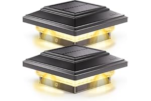Siedinlar Solar Post Lights Outdoor Waterproof IP44, 2 Color Modes LED Solar Post Cap Lights, for 4x4 3.5x3.5inch Wooden Fence Garden Decking Patio Yard Decoration, (Black, 2 Pack)