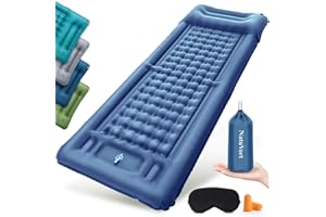 NatuVort Matelas Gonflable 1 Place Matelas Autogonflant 1 Personne, Matelas Camping avec Pompe à Pied Matelas Gonflable Camping Oreiller pour Camping, Randonnée, Plage, Pique-Nique, Tente, Bleu