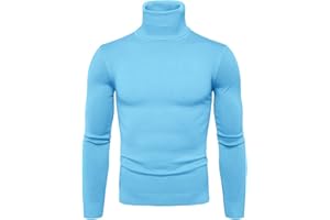 KINKOCCL Mens Turtleneck Pullover Jumpers Roll Neck Polo Turtleneck Twist Ribbed Knitted Sweater Full Long Sleeve Pullover Casual Basic High Roll Neck Turtle Neck Tops