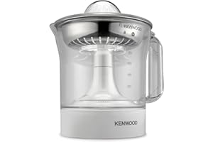 Kenwood JE290A Spremiagrumi elettrico, rotazione a destra e sinistra, base antiscivolo, vano portacavo, capacità caraffa 1L con misuratore graduato, pratico beccuccio, compatto, 40w, Bianco