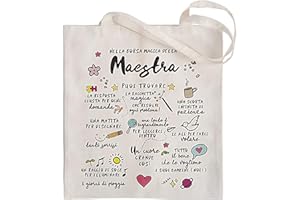 Olallà Shopper Bag di Tela per Maestra “Borsa Magica della Maestra” - Borsa di Cotone con Stampa Illustrata – Idea Regalo per Maestre. Idea Regalo Fine Anno Scolastico