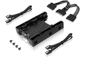 Icy Dock EZ-Fit Lite MB290SP-1B Cadres de Montage, Adaptateur, Caddy pour 2 x 2.5” SATA/IDE SSD/HDD à Baie de 3.5” avec 2 câbles SATA 7 pins et 1 câble d’Alimentation Y SATA 15 pins