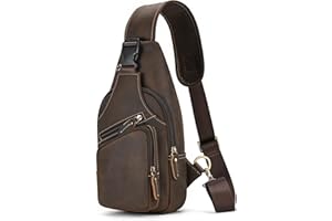 NEWSBIRDS Sac de Poitrine Homme en Cuir Veritable Sacoche à Bandoulière Sacs a dos porté épaule Travers Pochettes des Sport Affaires Voyage, 9455 marron foncé