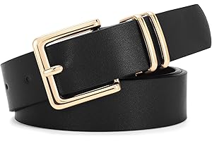 VONMELLI Cintura Donna in Pelle PU Moda Cintura in Vita Con Fibbia Quadrata Oro Classica Cinture Da Donna per Jeans Pantaloni Abiti