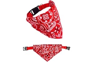 FuninCrea Bandana pour chien, serviettes triangulaires, lavables, bandanas réglables, motif floral, accessoire de costume pour chiens de petite, moyenne et grande taille (rouge)