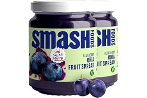 Chia Smash Blueberry Jam | Low-Calorie, No Sugar Added Keto Jam with Upcycled Fruit & Chia Seeds | Vegan, Paleo Superfood Fruit Spread (2 Jars)