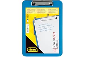 Idena 507051 - Appunti per DIN A4 meccanismo a clip nichelato, traslucido, blu