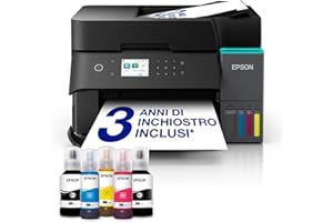 EPSON EcoTank ET-3950 Stampante Multifunzione A4 con serbatoio d’inchiostro, Wi-Fi e AirPrint, con ADF, Stampa fronte/retro automatica, Scansione e copia, Fino a 3 anni di inchiostro inclusi