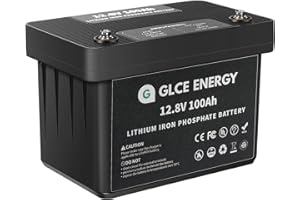 GLCE ENERGY 12V 100Ah LiFePO4 Batterie, 1280Wh Lithium Akku, 100A BMS,4000~15000+ Mal Tiefzyklus und BMS Schutz, für HeimSolaranlage, Camping, RV, Boote