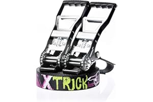 SPIDER SLACKLINE TKS04 - Slackline Kit Trick Line - Protection d'arbre, 2X Tendeur XL à Poignée Ergonomique, Sac de Rangement - Slackliners Intermédiaire et Expert - Sangle Longueur 30 m