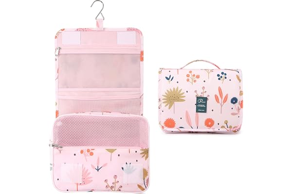 Lychii Trousse de Toilette, Trousse a Maquillage avec Crochet, Imperméable Pliable Vanity Maquillage de Voyage pour Les Femmes, Filles & Enfants