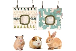 JYNXOR 2 Pcs Sac à Foin pour Lapin et Mangeoire, Sac de Mangeoire de Foin pour Petits Animaux, Lapin/Chinchilla/Cochons d'Inde