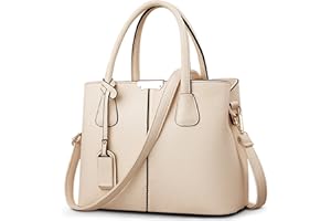 SODOLLEE Handbag Women Elegant Top Handle Bag with Exquisite Pendant Multi Pockets Shoulder Bag PU Leather Ladies Crossbody Bag for Shopping Travel Business White