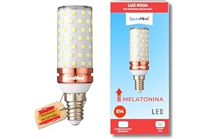 Puremind Luz Roja Nocturna Melatonina E14 Bombilla Roja Terapia para Dormir - Tecnología Flicker Free + 0% Luz Azul + Rosca Estándar + Mejora del Ritmo de Descanso