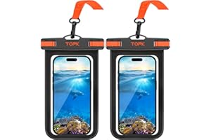 TOPK Waterproof Phone Pouch, 2-Pack Universal IPX8 Waterproof Phone Case Dry Bag with Lanyard for iPhone 13 13 Pro Max 12 11 XR XS 2022, Samsung S22 S22+ S21 Up to 7.0 inch- Black