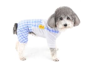 Zunea Pigiama per Cani Piccola Taglia in Morbido Cotone Cuccioli Tuta Estiva Pigiama a Plaid per Dormire Traspirante Abbigliamento per Cagnolini e Chihuahua Vestito per Animali Domestici Cani Blu XXL