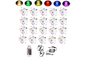 SUBOSI 20er Bluetooth RGB Led Led encastré au sol extérieur 0.6W Ø31mm IP67 étanche LED spot encastré patio cuisine jardin led lampe kit complet