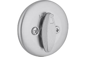 Kwikset 663 Deadbolt Unkeyed Deadbolt Lock, Satin Chrome Round Interior Turn Piece for Front Entry Door, with Latch and Adapter, No Exterior Assembly