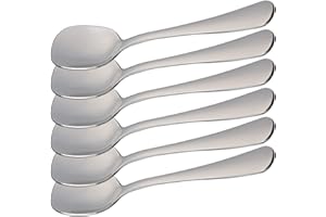 ETREXONLINE 6 Cuillères à Crème Glacée 14,5 x 3 cm en Acier Inoxydable 18/0 Design Simple et Élégant