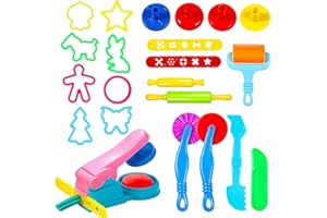 HapagToy Clay Accessories Kneading Tool, 22-Piece Play Dough Set for Children, Plasticine Tools, DIY Modelling Clay, Extruder, Creation Set, Educational Toy, Gift Set for Boys and Girls