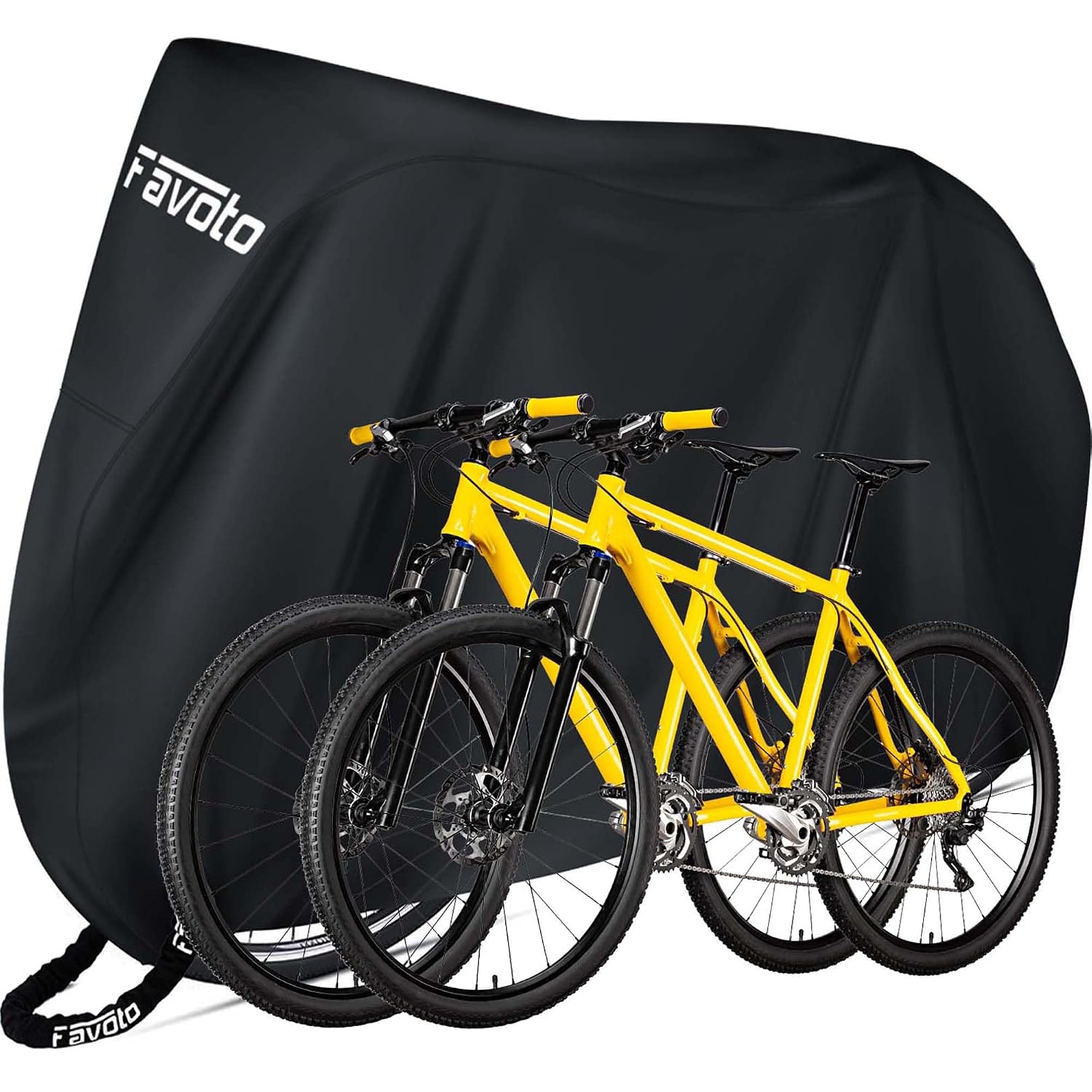 Favoto Telo Copri Bicicletta da Esterno Impermeabile per 1-2 Bici | Copertura Biciclette Tessuto Oxford Antipioggia Antisole Antipolvere Antivento con Foro Lucchetto per MTB Bici Elettrica