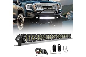 CO LIGHT Barre LED 22 Pouces 97cm Double Rangée Faisceau Combiné pour Conduite Tout-Terrain avec Supports de Fixation et Réflecteurs 6D Adaptée aux Camions Voitures Cabines Bateaux ATV/UTV