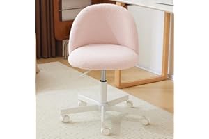 Bonnlo Comfy Small Office Chair with Wheels Desk Vanity Chair Modern Swivel Dressing Table With Adjustable Height for Home Office, Bedroom, Dressing Room (Charming Light Pink)